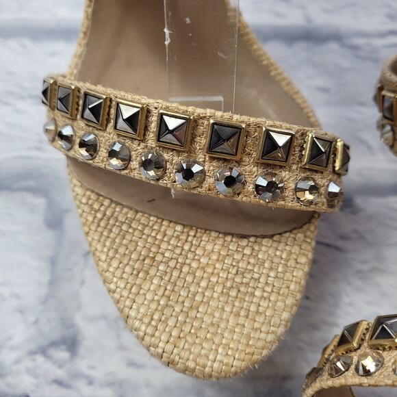 Le Silla Crystal Embellished Cross Strap Woven Heels size 39 - Picture 7 of 16